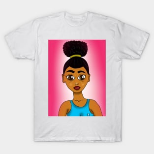 Cute brown skin girl digital art design T-Shirt